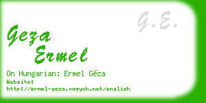 geza ermel business card